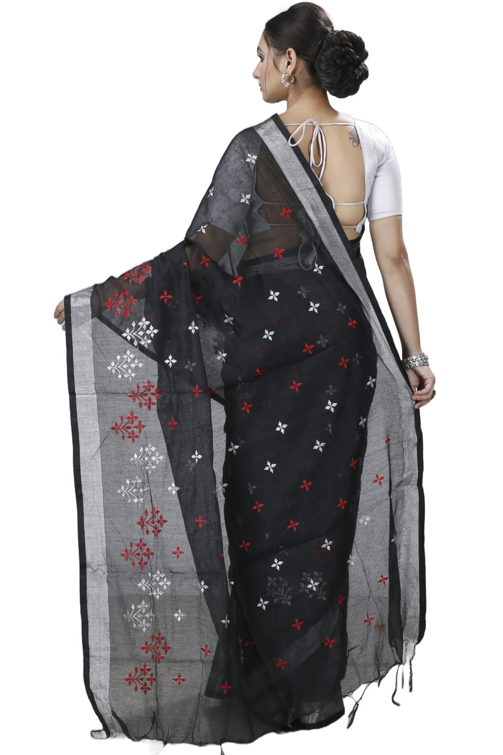 Black Blended Cotton Tamasi Hand Loom Saree (1209)